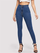 Load image into Gallery viewer, hot style high waist strapping corns elastic denim pencil pants women
