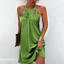 Load image into Gallery viewer, Fashion Halter Women Dress 2021 Hot Sale Women&#39;S Sexy Solid Color Lace Sleeve Halter Neck Strapless Mini Dress Short Green Dress
