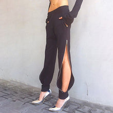 Load image into Gallery viewer, New High Waist Elastic Slim Slit Zipper Fashion Casual Pants Women
