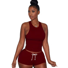 Load image into Gallery viewer, Casual Tracksuit for Women Plus Size Cotton Blends Crop Top and Shorts Two Piece Set 2019 Summer Suit for Fitness D41-I57 - SWAGG FASHION
