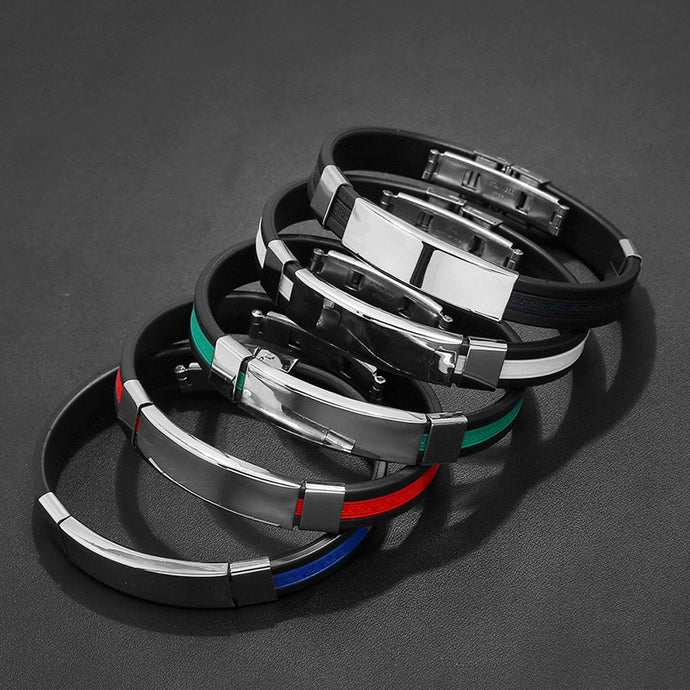 2019 High Quality Titanium Steel Stainless Steel Accessories Charm 5 Clolor Bracelet Silicone Bangle Man Fashion Gift Jewelry - SWAGG FASHION