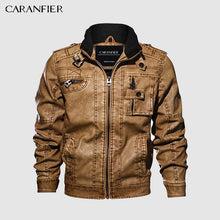 Load image into Gallery viewer, CARANFIER Mens Leather Jackets Motorcycle Stand Collar Zipper Pockets Male US Size PU Coats Biker Faux Leather Fashion Outerwear - SWAGG FASHION
