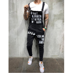 2019 HOT New Style Men's Ripped Jeans Jumpsuits Hi Street Distressed Denim Bib Overalls For Man Suspender Pants - SWAGG FASHION