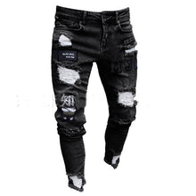 Load image into Gallery viewer, 3 Styles Men Stretchy Ripped Skinny Biker Embroidery Print Jeans Destroyed Hole Taped Slim Fit Denim Scratched High Quality Jean - SWAGG FASHION
