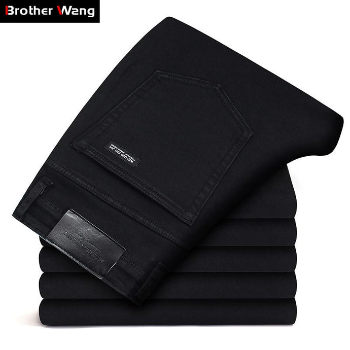 Classic Advanced Stretch Black Jeans 2019 Winter New Style Business Fashion Denim Slim Fit Jean Trousers Male Brand Pants - SWAGG FASHION