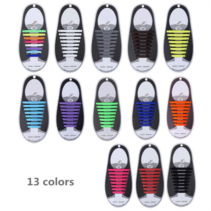 16pcs/lot Silicone Shoelaces Elastic Shoe Laces Special No Tie Shoelace for Men Women Lacing Rubber Zapatillas 13 Colors - SWAGG FASHION