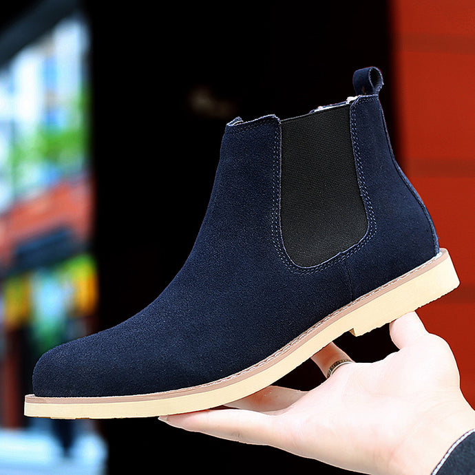 2019 Winter Blue High Quality Leather Chelsea Boots Men Casual Boots Shoes For Male Botas Zapatos De Hombre Chaussure Homme - SWAGG FASHION