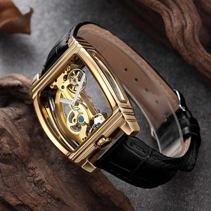 Transparent Automatic Mechanical Watch Men Steampunk Skeleton Luxury Gear Self Winding Leather Men's Clock Watches montre homme - SWAGG FASHION