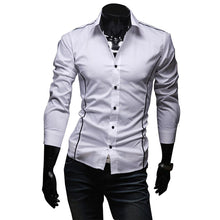 Load image into Gallery viewer, 2018 New Mens Casual Shirts Slim Fit Long Sleeve Gray Male Striped Shirts Camisa Social Clothes Chemise Homme Plus Size M-3XL 50 - SWAGG FASHION
