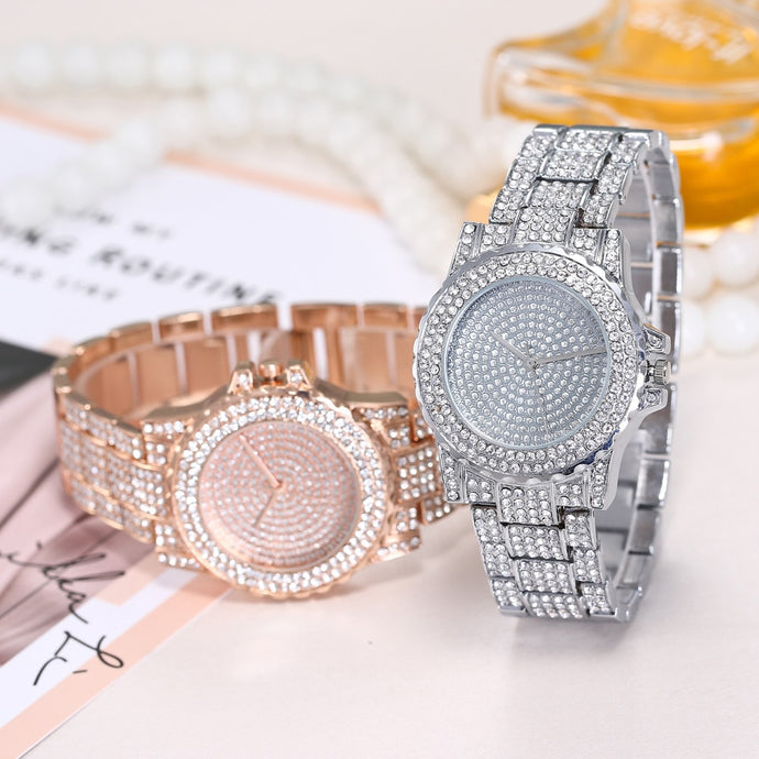 Hip Hop Mens Iced Out Watches Luxury Date Quartz Wrist Watches With Rhinestone Stainless Steel Watch For Women Men Jewelry#50 - SWAGG FASHION