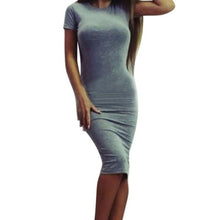 Load image into Gallery viewer, 1pcs Womens Dress Vestido Short Sleeve Slim Bodycon Dress Tunic Crew Neck Casual Pencil Dress New Arrival - SWAGG FASHION
