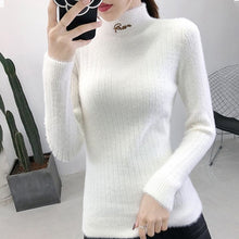 Load image into Gallery viewer, Women Half-Turtleneck Kintted Basic Sweater Solid Color Simple Pullover Feamle Long sleeve Slim Sweaters - SWAGG FASHION
