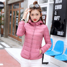 Load image into Gallery viewer, Winter Women&#39;s Down Jacket Ultralight Thin Down Jacket White Duck Down Hooded Jackets Long Sleeve Warm Coat Portable Outwear - SWAGG FASHION
