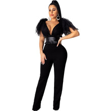 Load image into Gallery viewer, Sexy Deep V Neck Party Evening Elegant Jumpsuit for Women Sheer Mesh Bow High Waist Night Club Rompers Womens Jumpsuit Overalls - SWAGG FASHION
