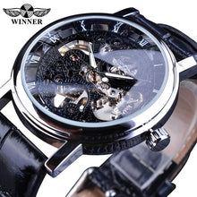Load image into Gallery viewer, Winner Transparent Golden Case Luxury Casual Design Brown Leather Strap Mens Watches Top Brand Luxury Mechanical Skeleton Watch - SWAGG FASHION

