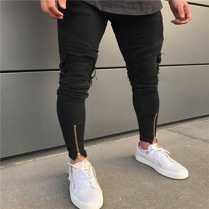 2018 hot sell men designer jeans black jeans men casual male jean skinny motorcycle high quality denim pants - SWAGG FASHION