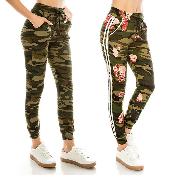Women Camouflage Joggers Tracksuit Bottoms Trousers Ladies Casual Gym Jogging Sports Drawstring High Waist Pants New - SWAGG FASHION