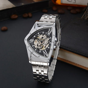 Features Hollow Triangular Mechanical Watches Stainless Steel Men's Wristwatches Fashion Brand Men Clock Male Dropshipping!!! - SWAGG FASHION
