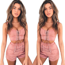 Load image into Gallery viewer, Hirigin 2 Piece Set Women 2018 Tracksuit Sexy Women Crop Top Set Sexy Bandage Outfits Women Clothes Tank Tops + Hot Pants Shorts - SWAGG FASHION

