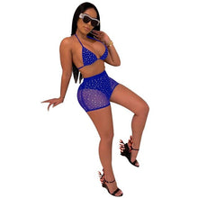 Load image into Gallery viewer, New 2019 Summer Glitter Black Women Beach Clothes Brazillian Push Up Camis and See Through Mesh Shorts Sets Outfits Female Suits - SWAGG FASHION
