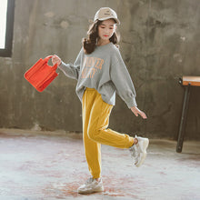 Load image into Gallery viewer, Girls autumn suit rice loose elastic casual suit Korean letter printing shirt two-piece suit - SWAGG FASHION
