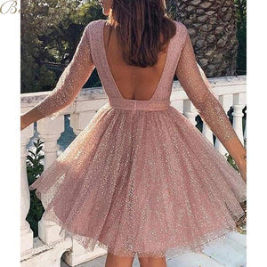 belle poque o neck long sleeve sequined party dresses women Sexy lace streetwear midi dress female 2020 spring dress vestido - SWAGG FASHION