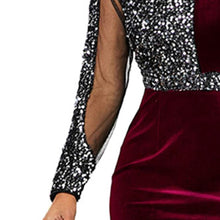 Load image into Gallery viewer, Sequinis Elegant Cocktail Party Dress Women Patchwork Mesh Illusion Midi Dresses Long Sleeve Robe 2020 Summer Bodycon Dress - SWAGG FASHION
