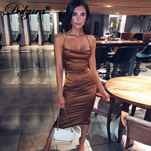 Load image into Gallery viewer, Dulzura neon satin lace up 2020 summer women bodycon long midi dress sleeveless backless elegant party outfits sexy club clothes - SWAGG FASHION
