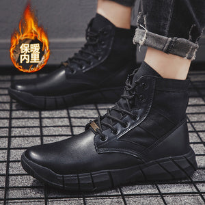 VastWave Winter Faux Suede Man's Military boot Slip Resistant Army Mens Soldier Ankle Boot Male Canvas Webbing Safety Work Shoes - SWAGG FASHION