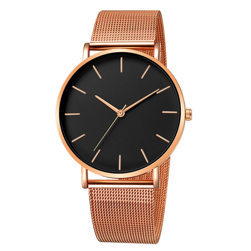 Fashion Casual Watch Womens Metal Hour Reloj Mujer Quartz Wristwatch Simple Montre Femme Mesh Black Stainless Steel Bracelet saa - SWAGG FASHION