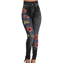 Load image into Gallery viewer, CALOFE Fashion Women Leggings Floral Print Pencil Pants Leggins 3XL Plus Size Casual High Waist Faux Denim Leggings Bottoms New - SWAGG FASHION
