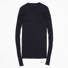 Load image into Gallery viewer, Crew Neck Ribbed Sweater Women Basic Slim Fit Rib Knitted Top Pullover Solid Long Sleeve Cotton Sweaters With Thumb Hole - SWAGG FASHION
