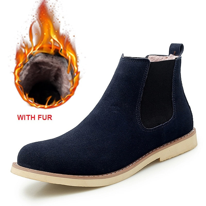 2019 Winter Blue High Quality Leather Chelsea Boots Men Casual Boots Shoes For Male Botas Zapatos De Hombre Chaussure Homme - SWAGG FASHION