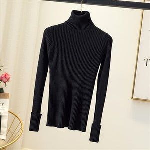 Languid turn over high collar finger hole sweater in autumn winter warm thickened Pullover elastic bottoming sweater - SWAGG FASHION