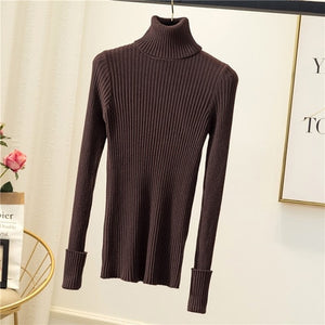 Languid turn over high collar finger hole sweater in autumn winter warm thickened Pullover elastic bottoming sweater - SWAGG FASHION
