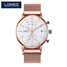 Load image into Gallery viewer, LOREO Men&#39;s Quartz-Watch 316L Stainless steel Mesh belt Date Luminous 30M Waterproof Sport WristWatch Man Quartz Watches Men - SWAGG FASHION
