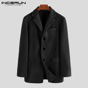 INCERUN Winter Men Trench Faux Fleece Blends Jackets Long Sleeve Solid Casual Business Coats Streetwear Men Brand Overcoats 2019 - SWAGG FASHION