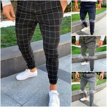 Load image into Gallery viewer, 2019 sexy high wasit spring summer fashion pocket Men&#39;s Slim Fit Plaid Straight Leg Trousers Casual Pencil Jogger Casual Pants - SWAGG FASHION
