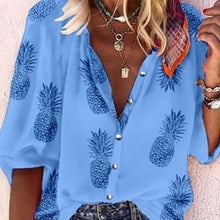 Load image into Gallery viewer, Fanbety 5XL Chains print Blouses Woman Sexy V-Neck Button Long Sleeve Shirt 2019 Womens Elegant Autumn New Tops Blouse plus size - SWAGG FASHION
