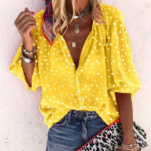 Fanbety 5XL Chains print Blouses Woman Sexy V-Neck Button Long Sleeve Shirt 2019 Womens Elegant Autumn New Tops Blouse plus size - SWAGG FASHION