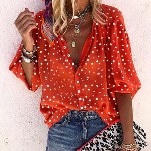 Fanbety 5XL Chains print Blouses Woman Sexy V-Neck Button Long Sleeve Shirt 2019 Womens Elegant Autumn New Tops Blouse plus size - SWAGG FASHION