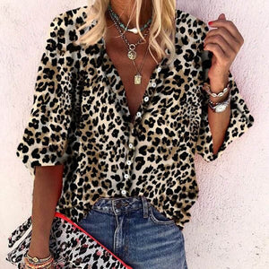 Fanbety 5XL Chains print Blouses Woman Sexy V-Neck Button Long Sleeve Shirt 2019 Womens Elegant Autumn New Tops Blouse plus size - SWAGG FASHION