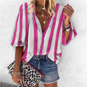 Fanbety 5XL Chains print Blouses Woman Sexy V-Neck Button Long Sleeve Shirt 2019 Womens Elegant Autumn New Tops Blouse plus size - SWAGG FASHION