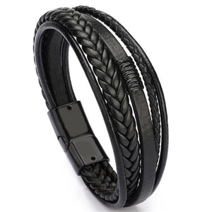 Trendy Genuine Leather Bracelets Men Stainless Steel Multilayer Braided Rope Bracelets for Male Female Bracelets Jewelry - SWAGG FASHION