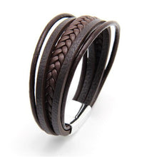 Load image into Gallery viewer, Trendy Genuine Leather Bracelets Men Stainless Steel Multilayer Braided Rope Bracelets for Male Female Bracelets Jewelry - SWAGG FASHION
