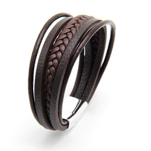 Trendy Genuine Leather Bracelets Men Stainless Steel Multilayer Braided Rope Bracelets for Male Female Bracelets Jewelry - SWAGG FASHION
