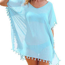 Load image into Gallery viewer, 2020 Chiffon Tassels Beach Wear Women Swimsuit Cover Up Swimwear Bathing Suits Summer Mini Dress Loose Solid Pareo Cover Ups - SWAGG FASHION
