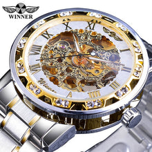 Load image into Gallery viewer, Winner Transparent Fashion Diamond Luminous Gear Movement Royal Design Men Top Brand Luxury Male Mechanical Skeleton Wrist Watch - SWAGG FASHION
