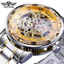 Load image into Gallery viewer, Winner Transparent Fashion Diamond Luminous Gear Movement Royal Design Men Top Brand Luxury Male Mechanical Skeleton Wrist Watch - SWAGG FASHION
