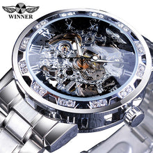 Load image into Gallery viewer, Winner Transparent Fashion Diamond Luminous Gear Movement Royal Design Men Top Brand Luxury Male Mechanical Skeleton Wrist Watch - SWAGG FASHION
